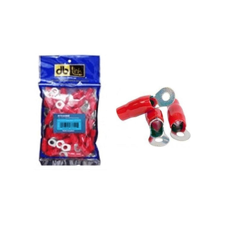 DB Link RT450NR : 4 GA. 5/16in Red Nickel Ring Terminal, 50 Pcs, Polybag