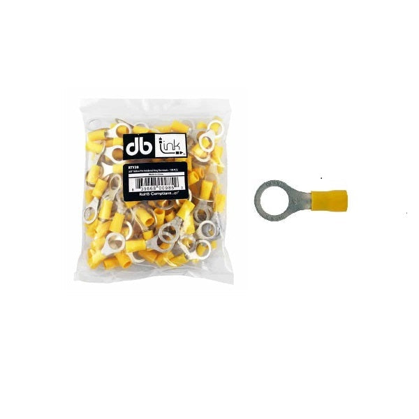 DB Link RTY38 : 3/8in Yellow Pre Insulated Round Shape Terminal