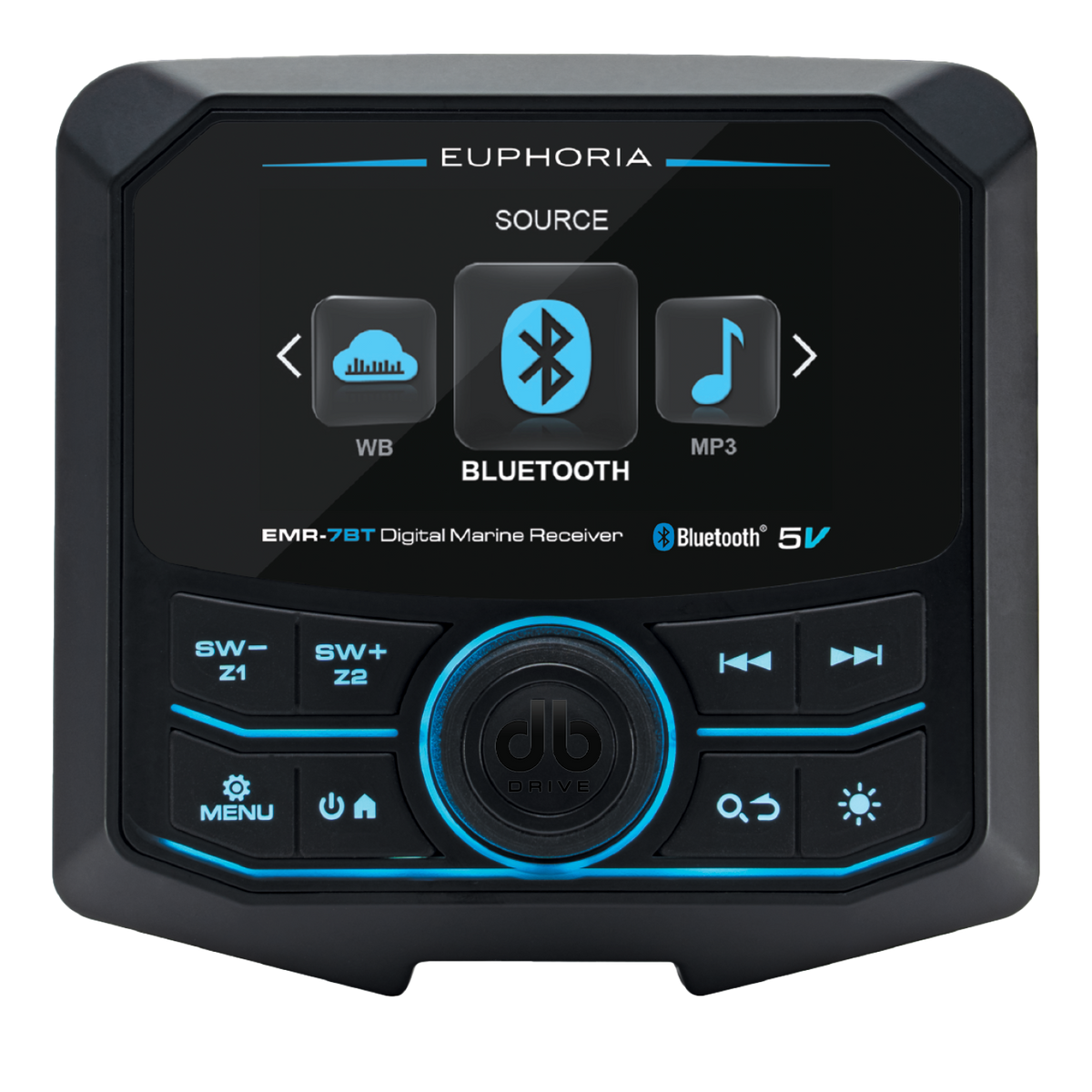 Euphoria EMR-7BT : Full Color LCD Digital Marine Receiver / 5 Volts / Bluetooth