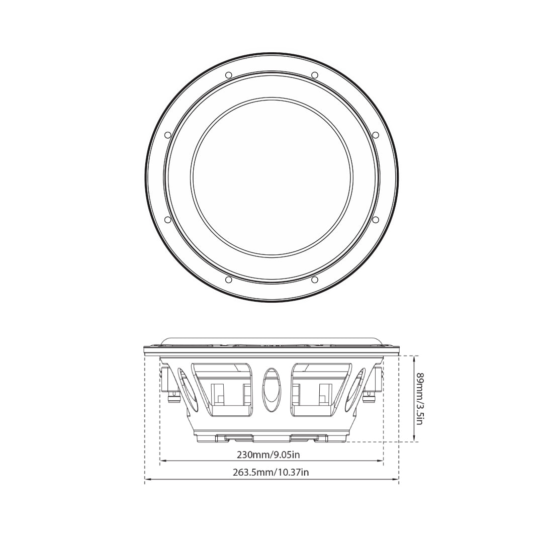 Euphoria EW7 10F : 10" Dual 4-Ohm Shallow Mount Subwoofer