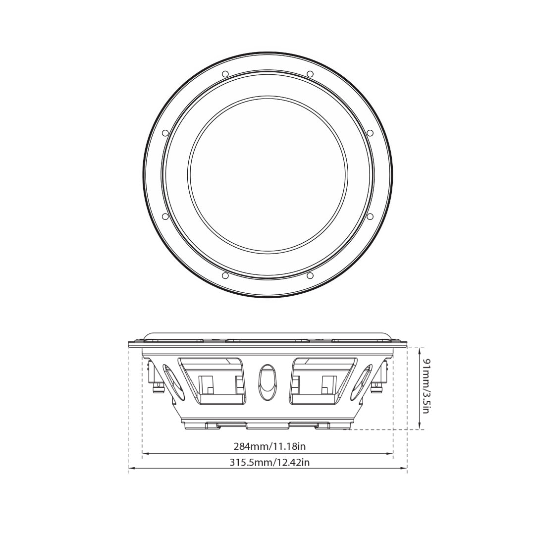 Euphoria EW7 12F : 12" Dual 4-Ohm Shallow Mount Subwoofer