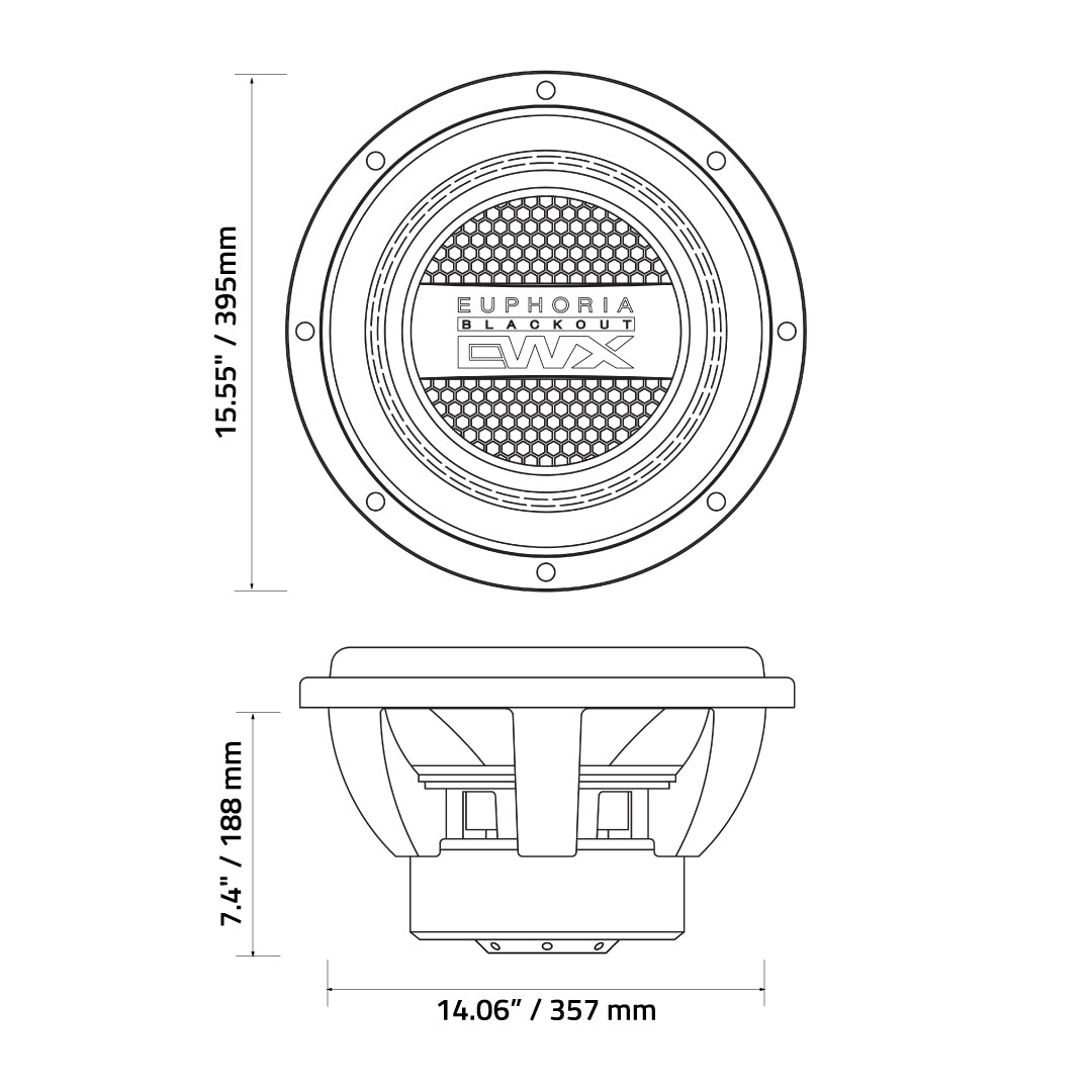 Euphoria EWXB15D4 : 15" Dual 4-Ohm Subwoofer Black Out Edition
