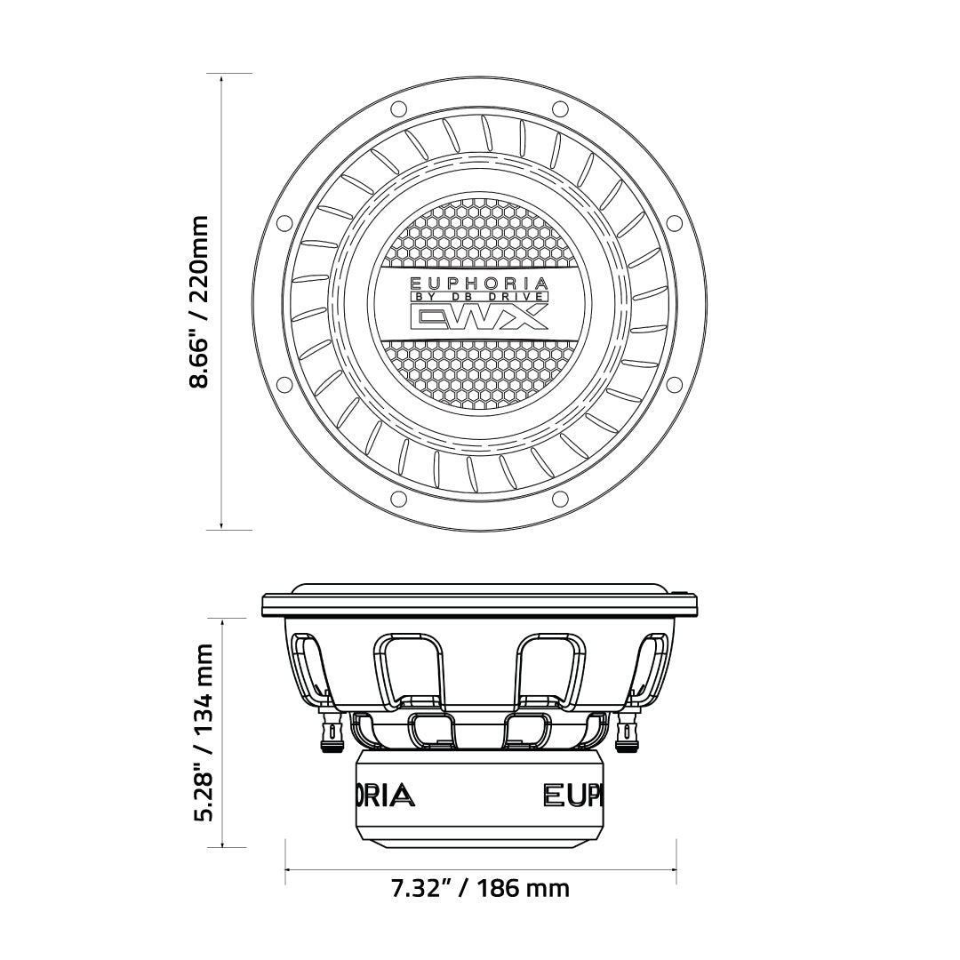 Euphoria EWXPW8D4 : 8" Dual 4-Ohm Subwoofer