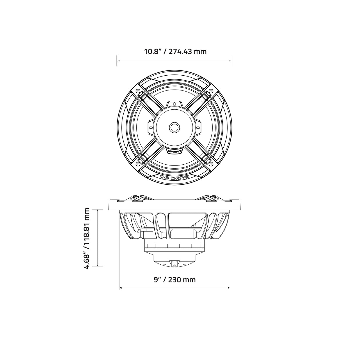Xpert EX10NCD : 10" 2-Way High Efficiency Loudspeaker W/Back Mounted Compression Driver Tweeter
