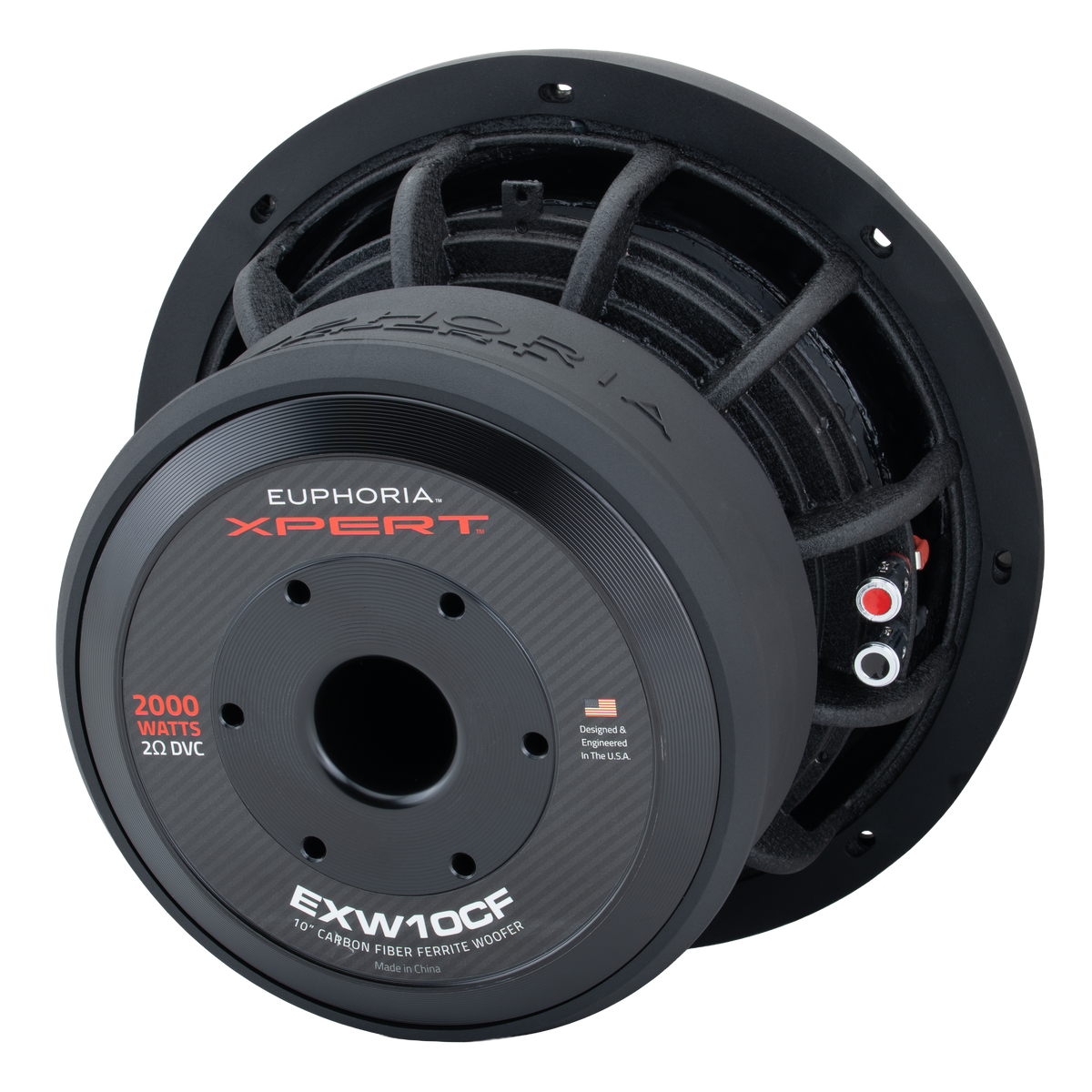 Xpert EXW10CF : 10 in. Dual 2-Ohm Carbon Fiber Subwoofer With Ferrite Magnet