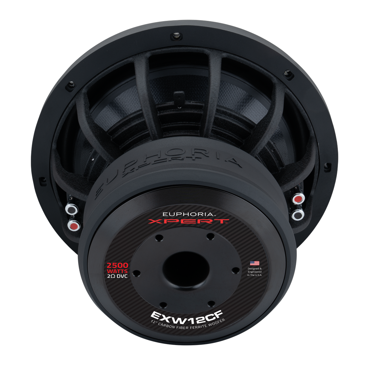 Xpert EXW12CF : 12 in. Dual 2-Ohm Carbon Fiber Subwoofer With Ferrite Magnet