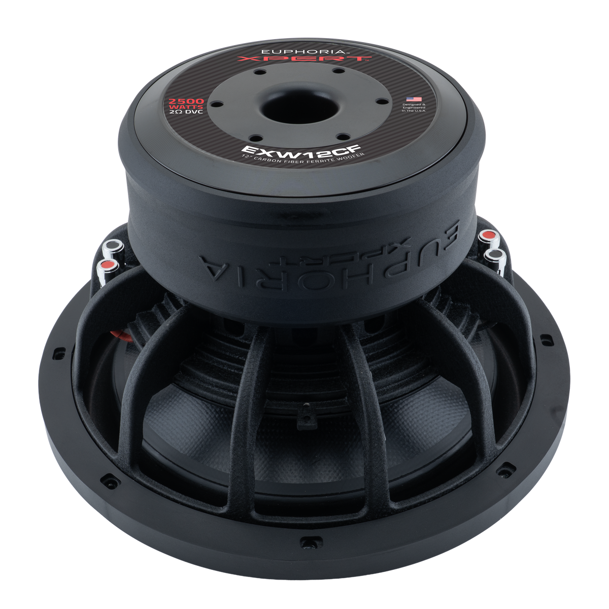 Xpert EXW12CF : 12 in. Dual 2-Ohm Carbon Fiber Subwoofer With Ferrite Magnet