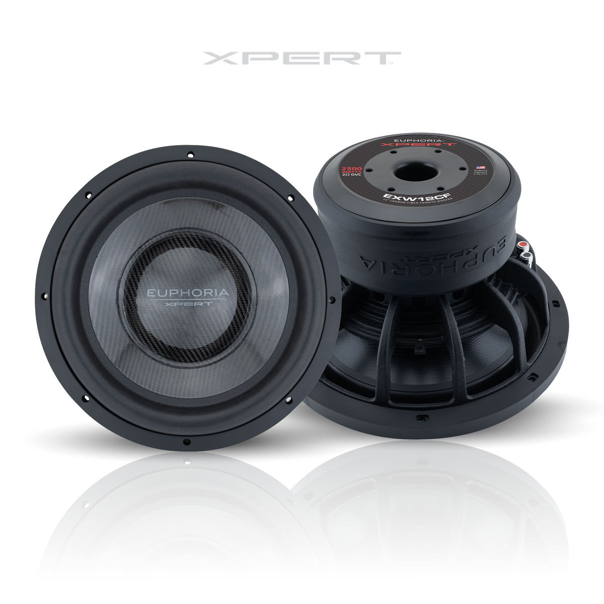 Xpert EXW12CF : 12 in. Dual 2-Ohm Carbon Fiber Subwoofer With Ferrite Magnet