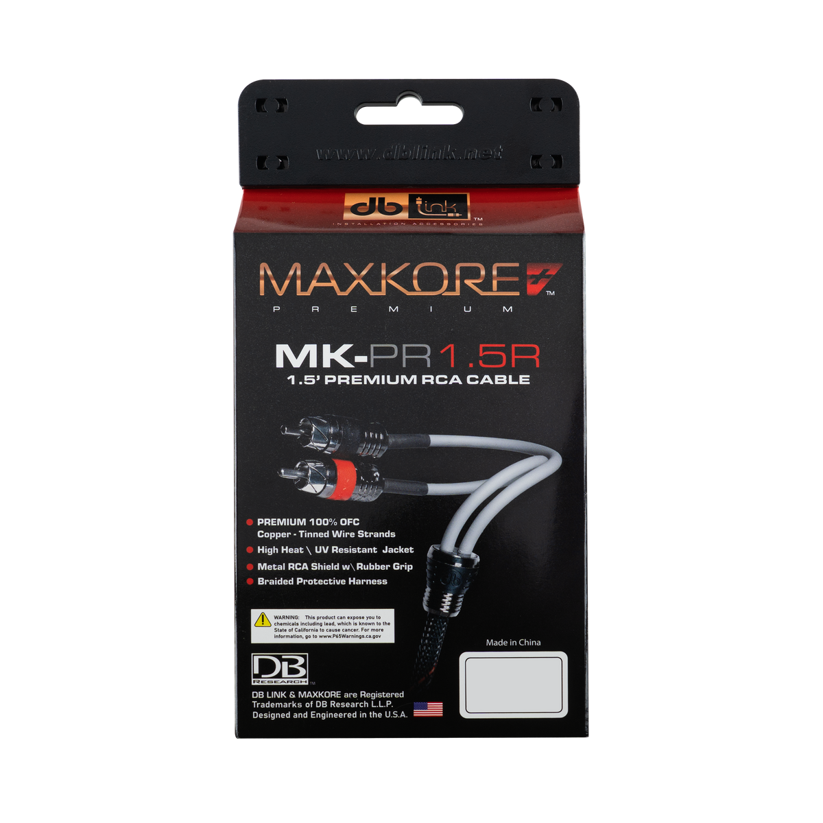 DB Link MK-PR1.5R : 1.5' Maxkore+ Premium Quad Shield, 100% OFC, TINNED Anti-Corrosive RCA