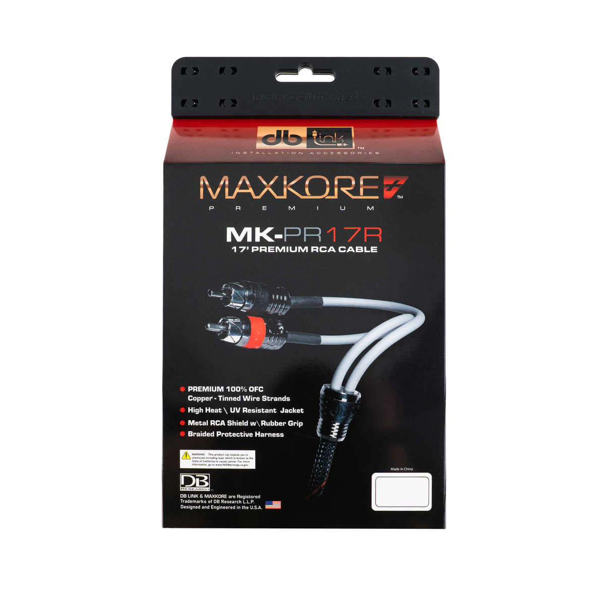 DB Link MK-PR17R : 17' Maxkore+ Premium Quad Shield, 100% OFC, TINNED Anti-Corrosive RCA