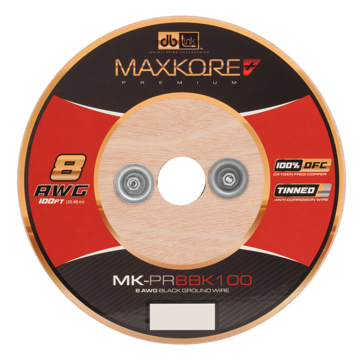 DB Link MK-PR8BK100 : 100' 8 AWG Maxkore+ Premium Black, 100% OFC, TINNED Anti-Corrosive Ground Wire Roll