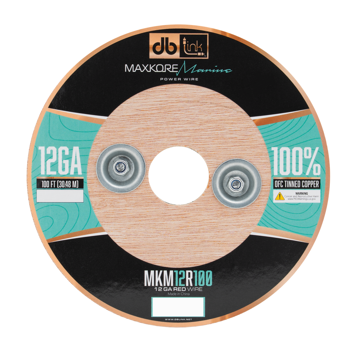 DB Link MKM12R100 : 100' 12 Ga Maxkore Marine Red, 100% OFC, TINNED Anti-Corrosive Wire Roll (WHOLE ROLL)