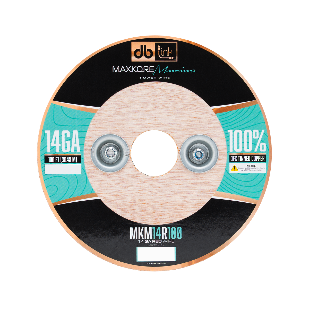 DB Link MKM14R100 : 100' 14 Ga Maxkore Marine Red, 100% OFC, TINNED Anti-Corrosive Wire Roll (WHOLE ROLL)