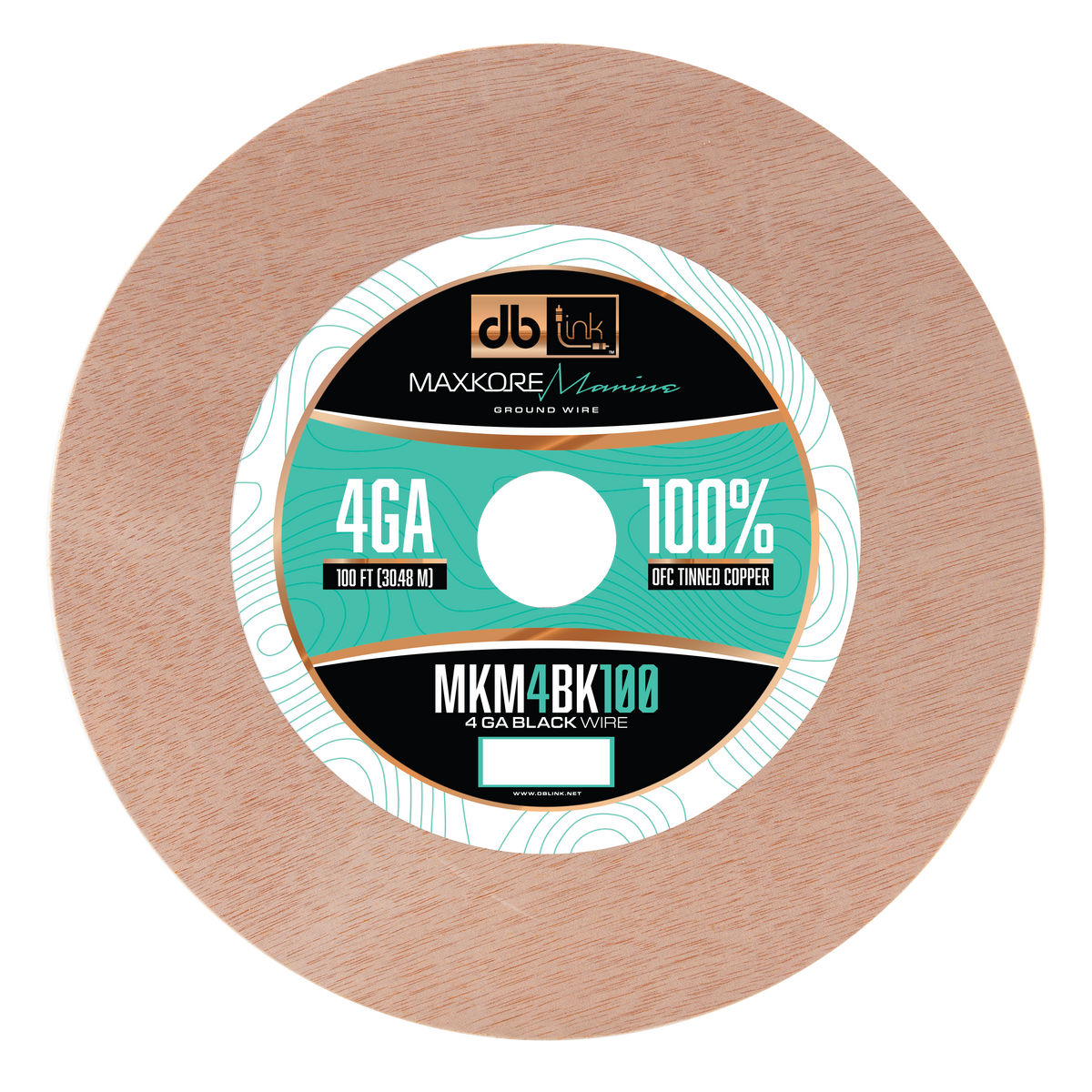 DB Link MKM4BK100 : 100' 4Ga Maxkore Marine Black, 100% OFC, TINNED Anti-Corrosive Wire Roll