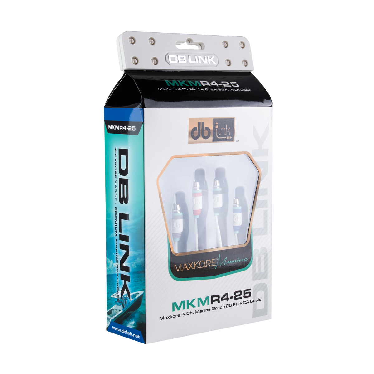 DB Link MKMR4-25 : 25' 4 Channel Maxkore Marine 100% OFC, Tinned Anti-Corrosive RCA