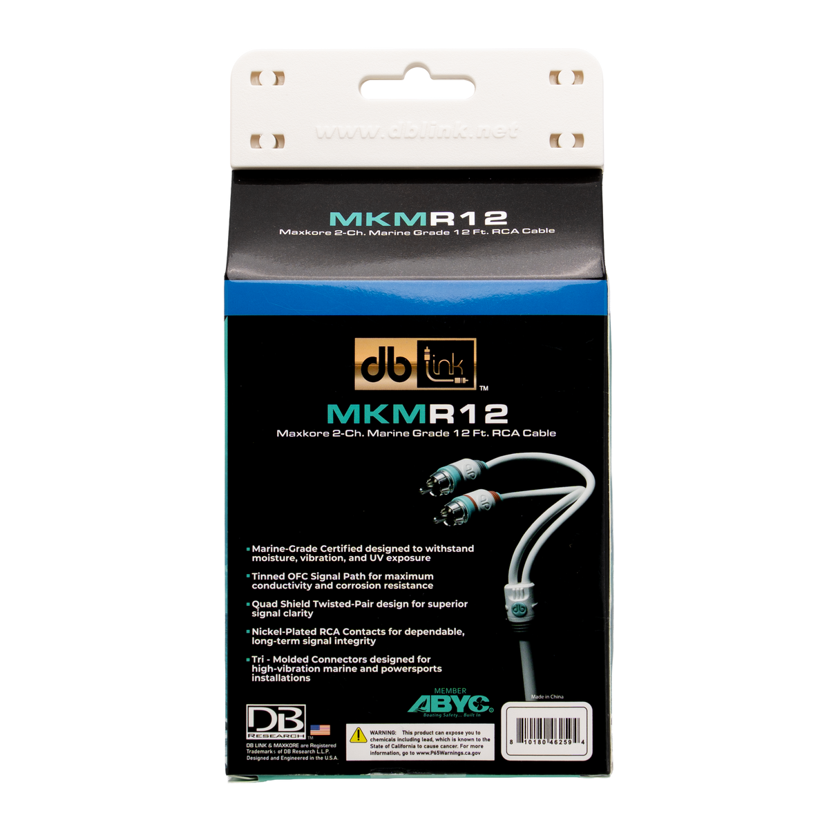 DB Link MKMR12 : 12' Maxkore Marine 100% OFC, Tinned Anti-Corrosive RCAs