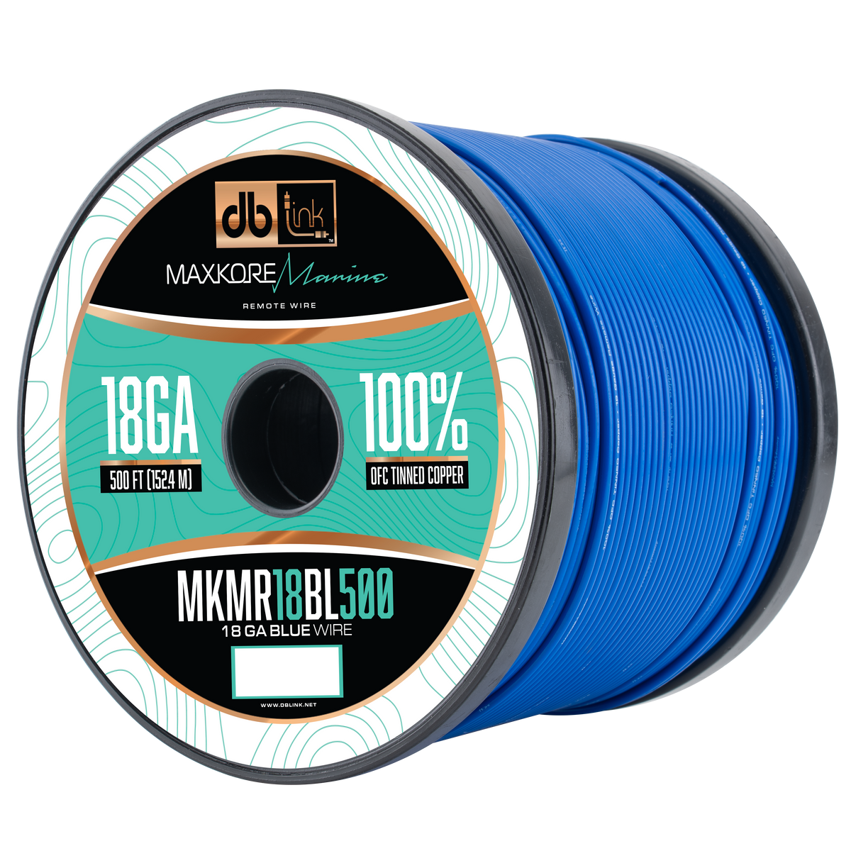 DB Link MKMR18BL500 : 500' 18GA Maxkore Marine blue Remote , 100% OFC,TINNED Anti-Corrosive wire roll