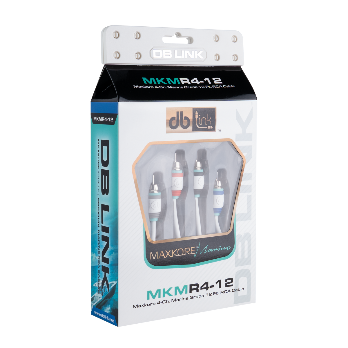 DB Link MKMR4-12 : 12' 4 Channel Maxkore Marine 100% OFC, Tinned Anti-Corrosive RCA