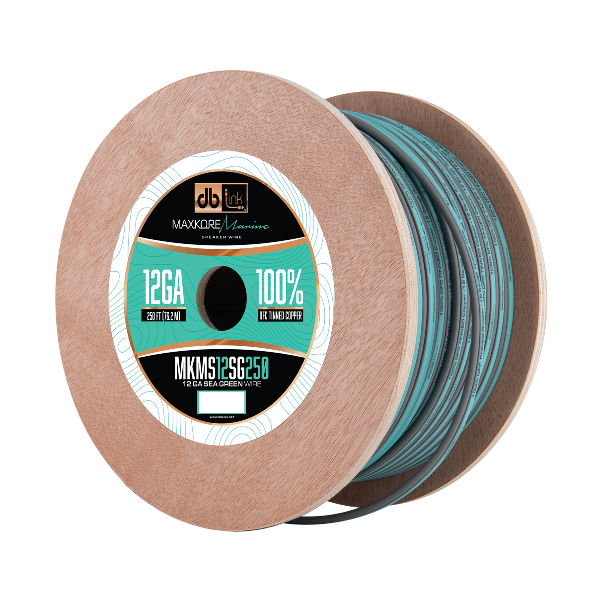 DB Link MKMS12SG250 : 250' 12 Ga Maxkore Marine Sea Green/Gray, 100% OFC, TINNED Anti-Corrosive Wire Roll
