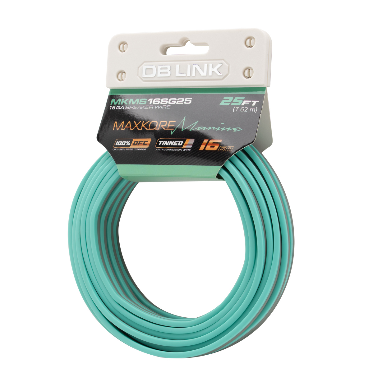DB Link MKMS16SG25 : 25' 16 Ga Maxkore Marine Sea Green/Gray, 100% OFC, TINNED Anti-Corrosive Wire