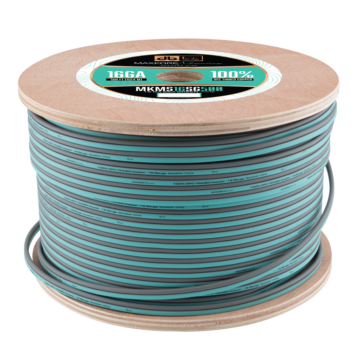 DB Link MKMS16SG500 : 500' 16 Ga Maxkore Marine Sea Green/Gray, 100% OFC, TINNED Anti-Corrosive Wire Roll