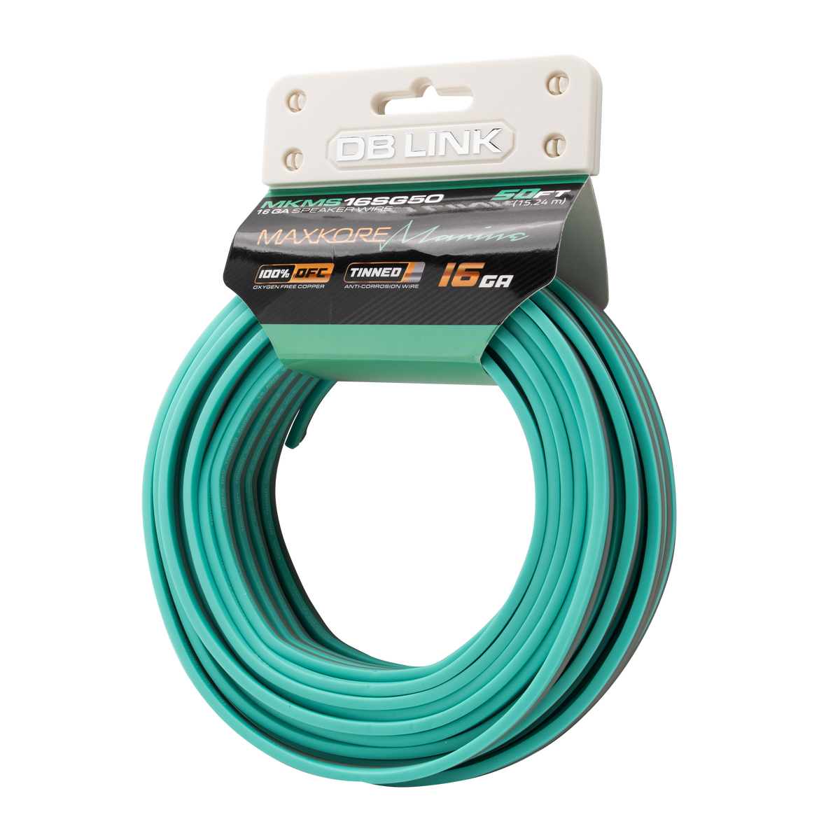 DB Link MKMS16SG50 : 50' 16 Ga Maxkore Marine Sea Green/Gray, 100% OFC, TINNED Anti-Corrosive Wire