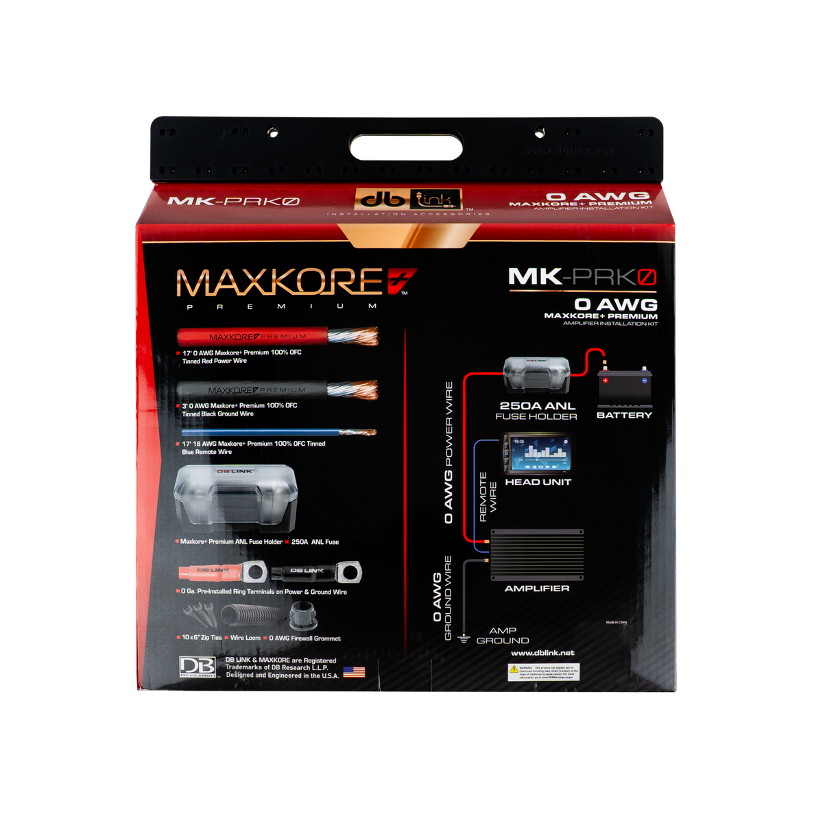 DB Link MK-PRK0 : 0 AWG Maxkore+ Premium, 100% OFC, TINNED Anti-Corrosive Amplifier Installation Kit