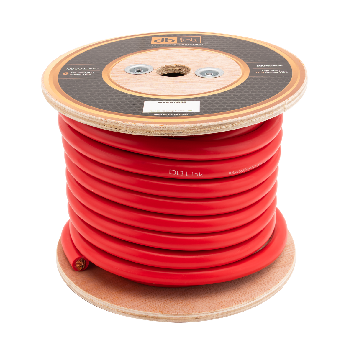 DB Link MKPW0R50 : 0 Gauge Red 50 ft. Maxkore Soft Touch Power Wire Roll