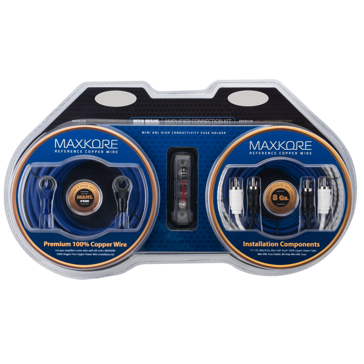 DB Link MX8MANL : 8 Gauge Maxkore 100% Copper Mini ANL Amplifier Wiring Kit