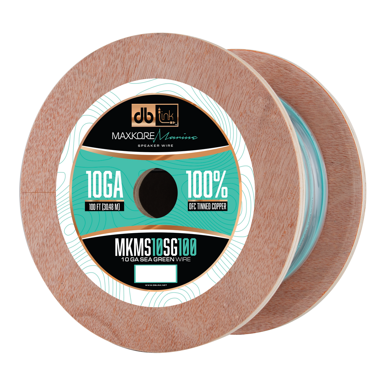 DB Link MKMS10SG100 : 100' 10Ga Maxkore Marine Sea Green/Gray, 100% OFC, TINNED Anti-Corrosive Wire Roll