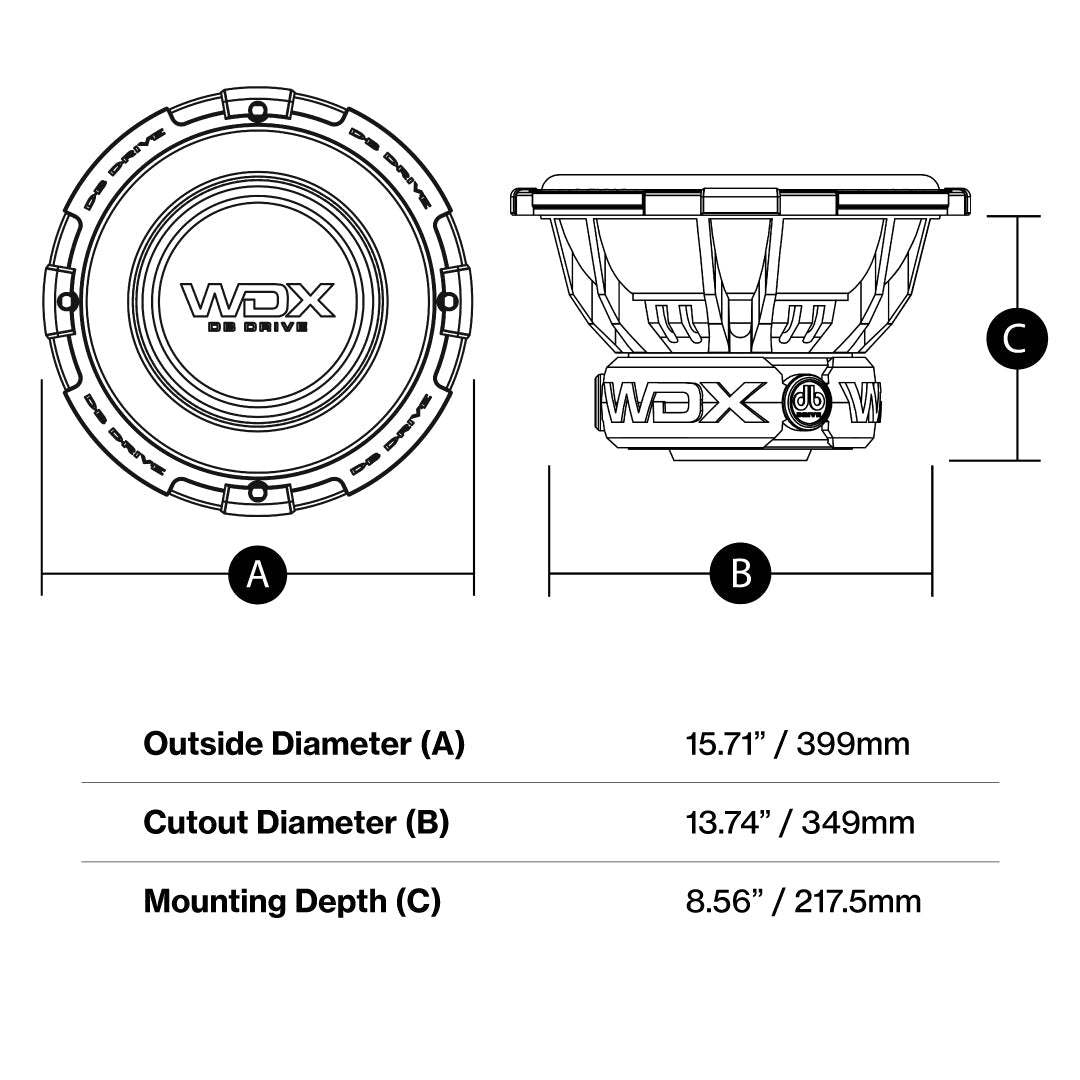 DB Drive WDX15G3.4 : 15" Dual 4-Ohm Subwoofer