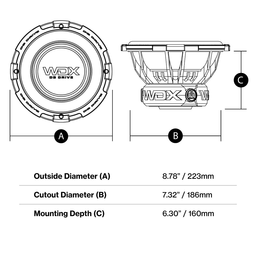 DB Drive WDX8G2.2 : 8" Dual 2-Ohm Subwoofer