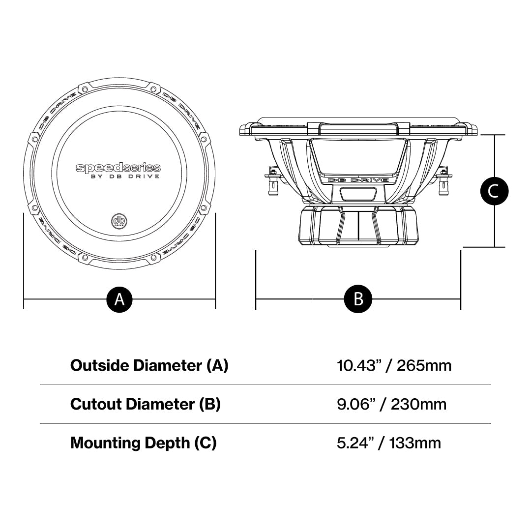 DB Drive SPW10D4 : 10" Dual 4-Ohm Subwoofer