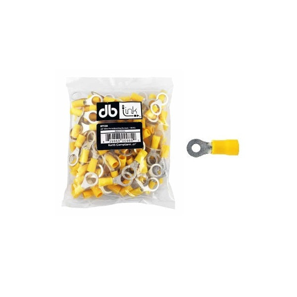 DB Link RTY14 : 1/4in Yellow Pre Insulated Round Shape Terminal