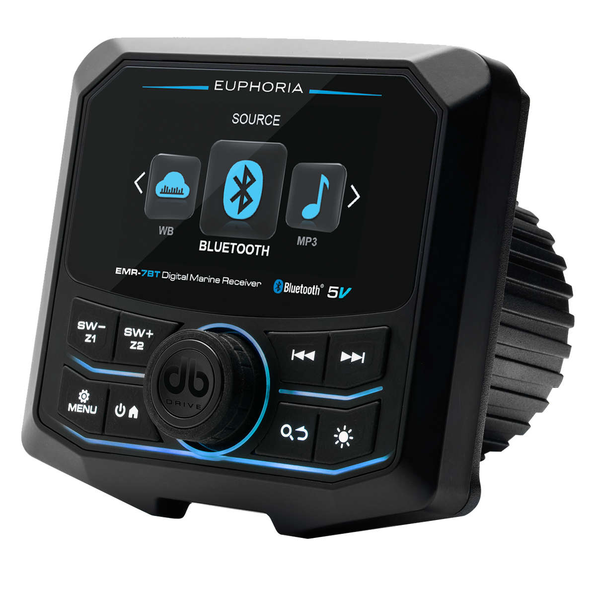 Euphoria EMR-7BT : Full Color LCD Digital Marine Receiver / 5 Volts / Bluetooth