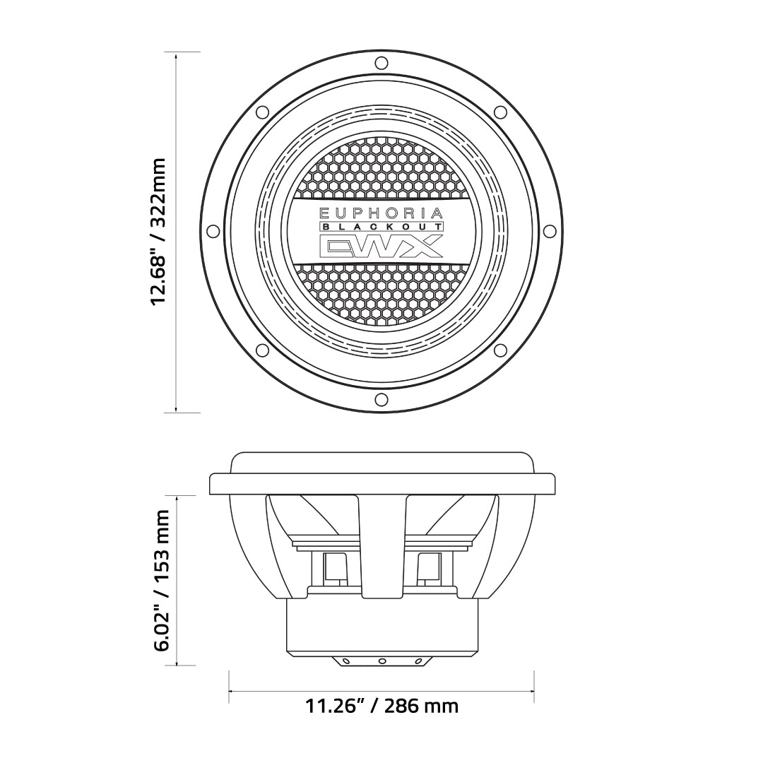 Euphoria EWXB12D4 : 12" Dual 4-Ohm Subwoofer Black Out Edition