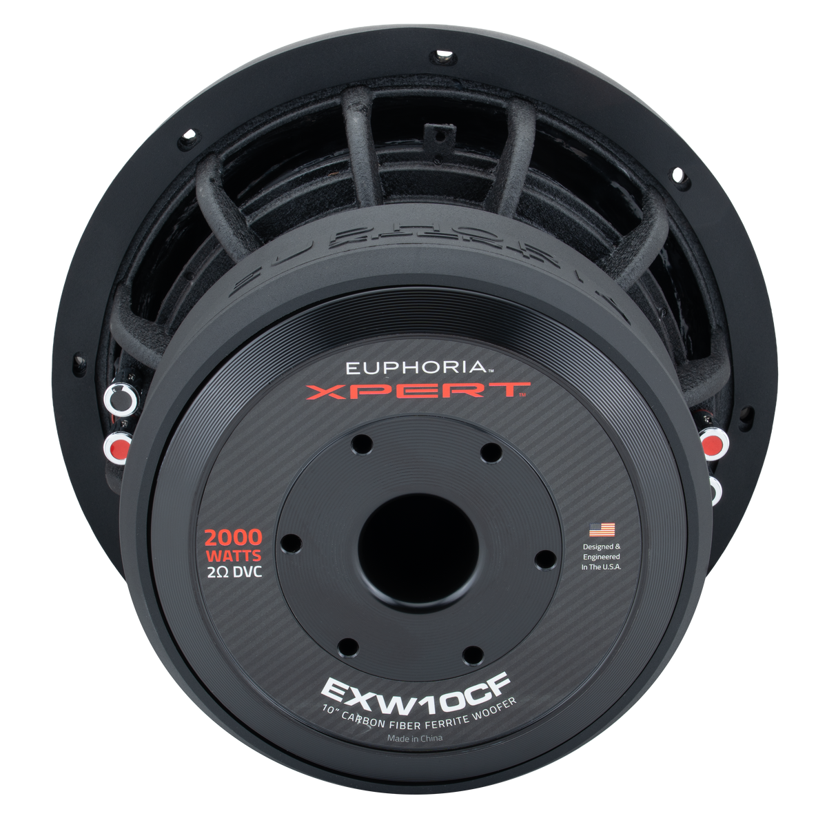 Xpert EXW10CF : 10 in. Dual 2-Ohm Carbon Fiber Subwoofer With Ferrite Magnet
