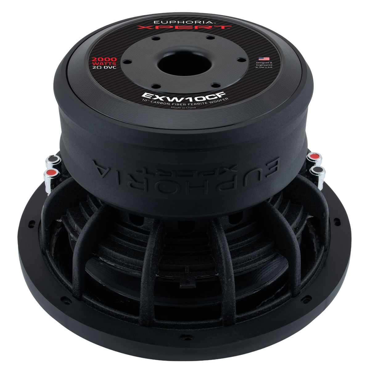 Xpert EXW10CF : 10 in. Dual 2-Ohm Carbon Fiber Subwoofer With Ferrite Magnet