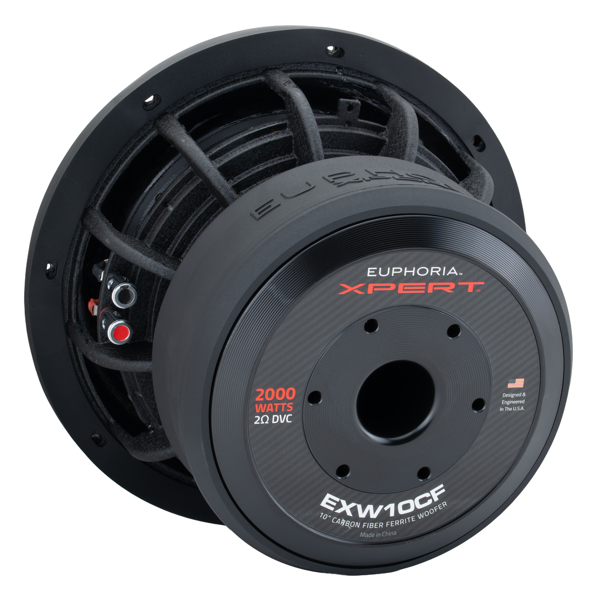 Xpert EXW10CF : 10 in. Dual 2-Ohm Carbon Fiber Subwoofer With Ferrite Magnet