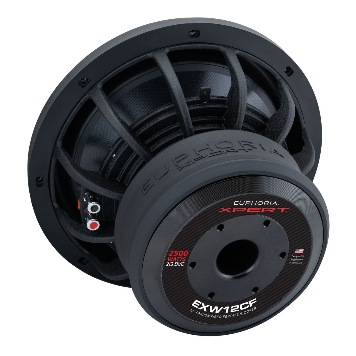 Xpert EXW12CF : 12 in. Dual 2-Ohm Carbon Fiber Subwoofer With Ferrite Magnet