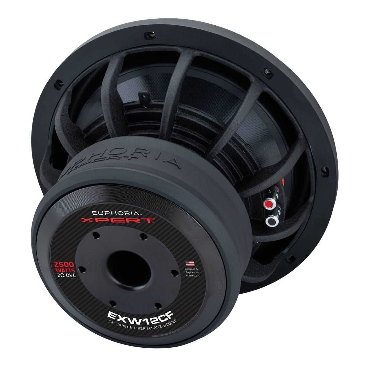 Xpert EXW12CF : 12 in. Dual 2-Ohm Carbon Fiber Subwoofer With Ferrite Magnet