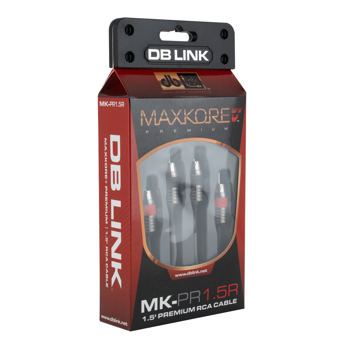 DB Link MK-PR1.5R : 1.5' Maxkore+ Premium Quad Shield, 100% OFC, TINNED Anti-Corrosive RCA
