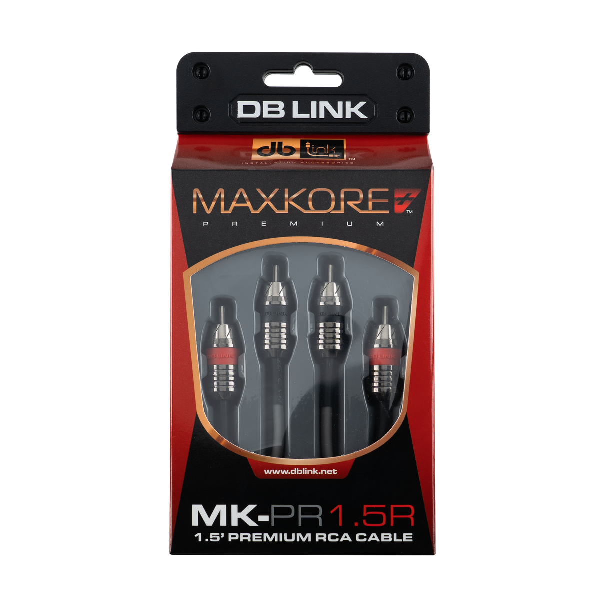 DB Link MK-PR1.5R : 1.5' Maxkore+ Premium Quad Shield, 100% OFC, TINNED Anti-Corrosive RCA