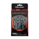 DB Link MK-PR1.5R : 1.5' Maxkore+ Premium Quad Shield, 100% OFC, TINNED Anti-Corrosive RCA
