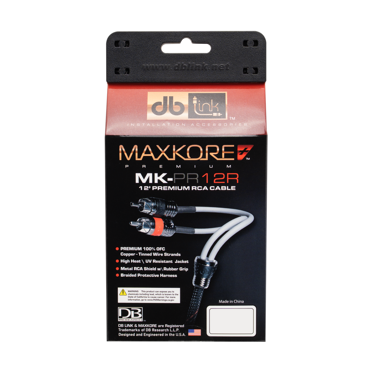 DB Link MK-PR12R : 12' Maxkore+ Premium Quad Shield, 100% OFC, TINNED Anti-Corrosive RCA