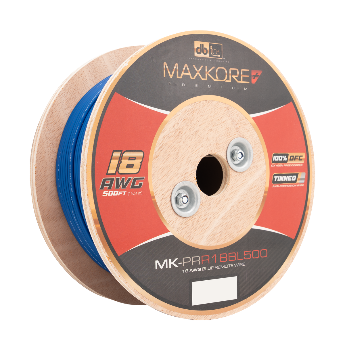 DB Link MK-PRR18BL500 : 500' 18 AWG Maxkore+ Premium Blue Remote, 100% OFC, TINNED Anti-Corrosive Wire Roll