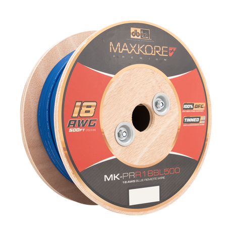 DB Link MK-PRR18BL500 : 500' 18 AWG Maxkore+ Premium Blue Remote, 100% OFC, TINNED Anti-Corrosive Wire Roll
