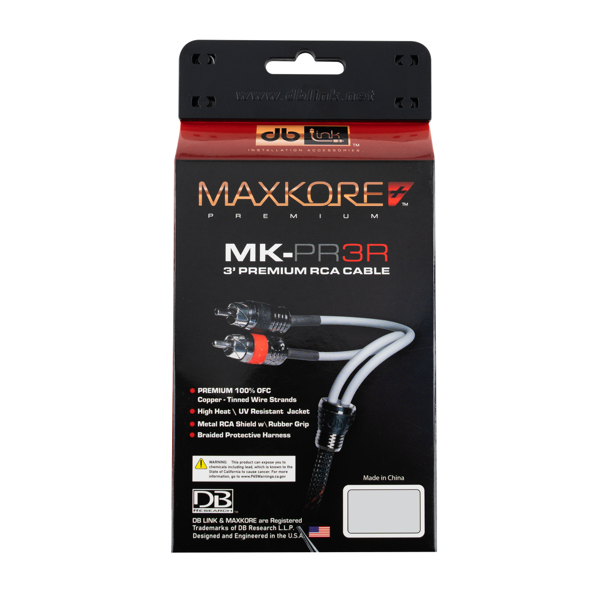 DB Link MK-PR3R : 3' Maxkore+ Premium Quad Shield, 100% OFC, TINNED Anti-Corrosive RCA
