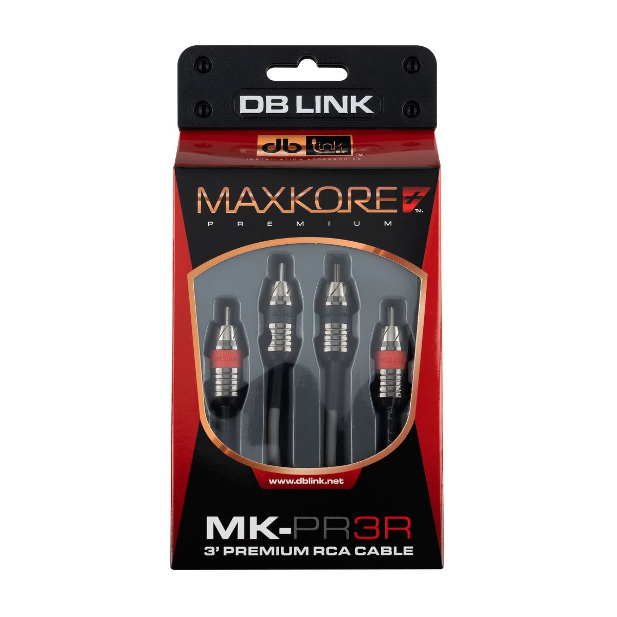 DB Link MK-PR3R : 3' Maxkore+ Premium Quad Shield, 100% OFC, TINNED Anti-Corrosive RCA