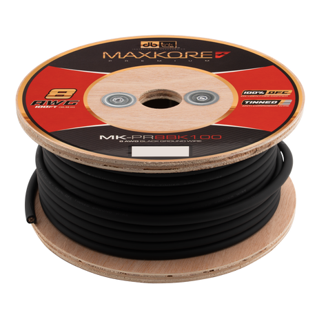 DB Link MK-PR8BK100 : 100' 8 AWG Maxkore+ Premium Black, 100% OFC, TINNED Anti-Corrosive Ground Wire Roll